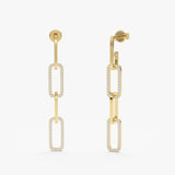 Solid Gold Diamond Dangle Chainlink Earrings – Long, Talia