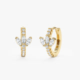 Marquise Diamond Gold Huggies