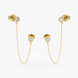 Handmade pair of Double Diamond Dangling Chain Earrings