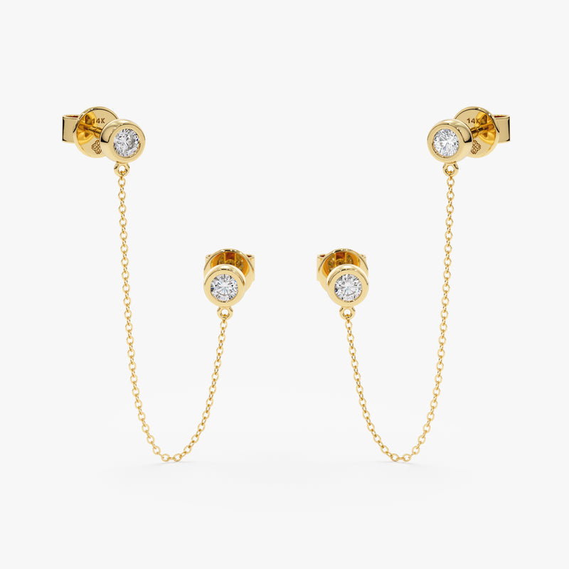 Handmade pair of Double Diamond Dangling Chain Earrings