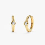 Pair of handmade solid 14k Gold Diamond Huggies