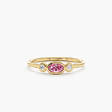 Oval Pink Sapphire Round Diamond Ring
