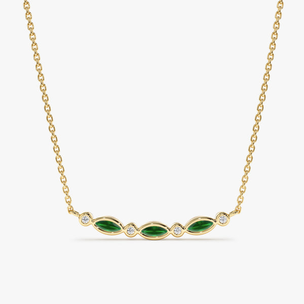 natural emerald diamond dainty necklace