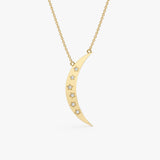 Crescent with Diamond Stars Necklace