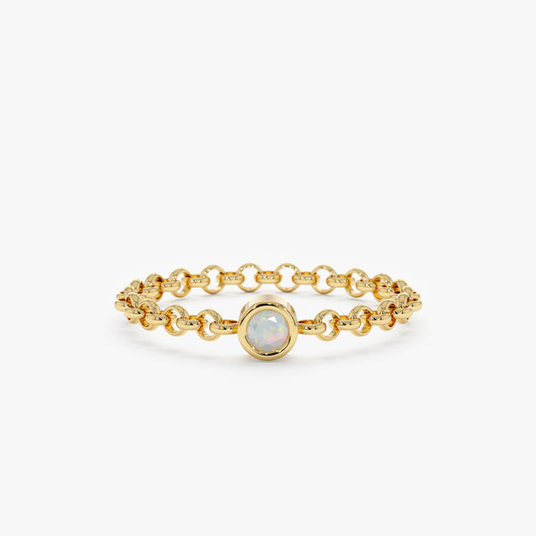 Bezel Opal Chain Ring