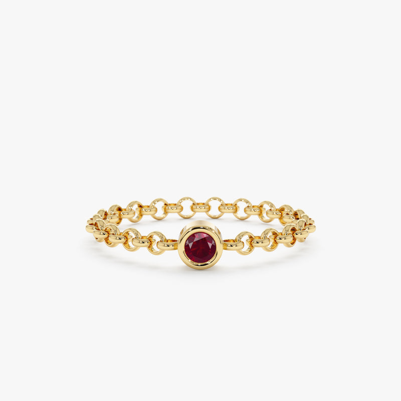 Ruby Bezel Chain Ring