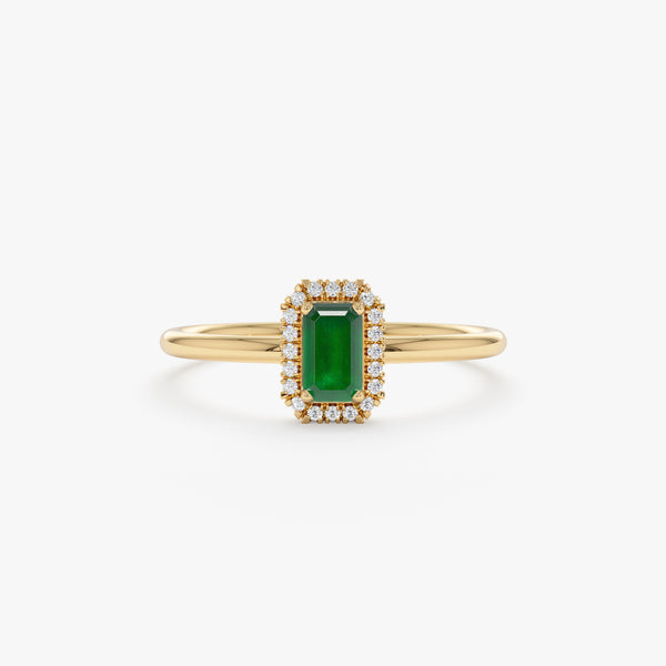 Emerald and Diamond Engagement Ring