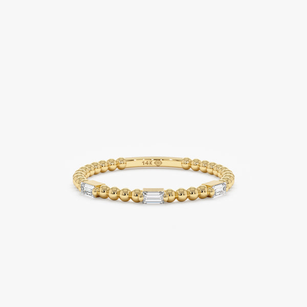 Baguette Diamond Beaded Ring