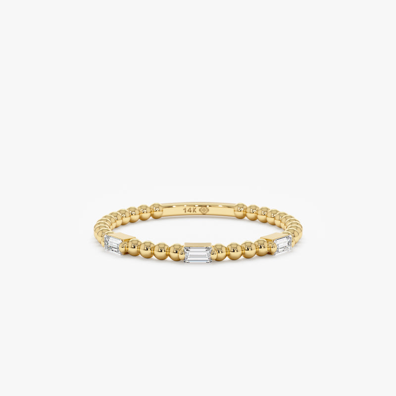 Baguette Diamond Beaded Ring