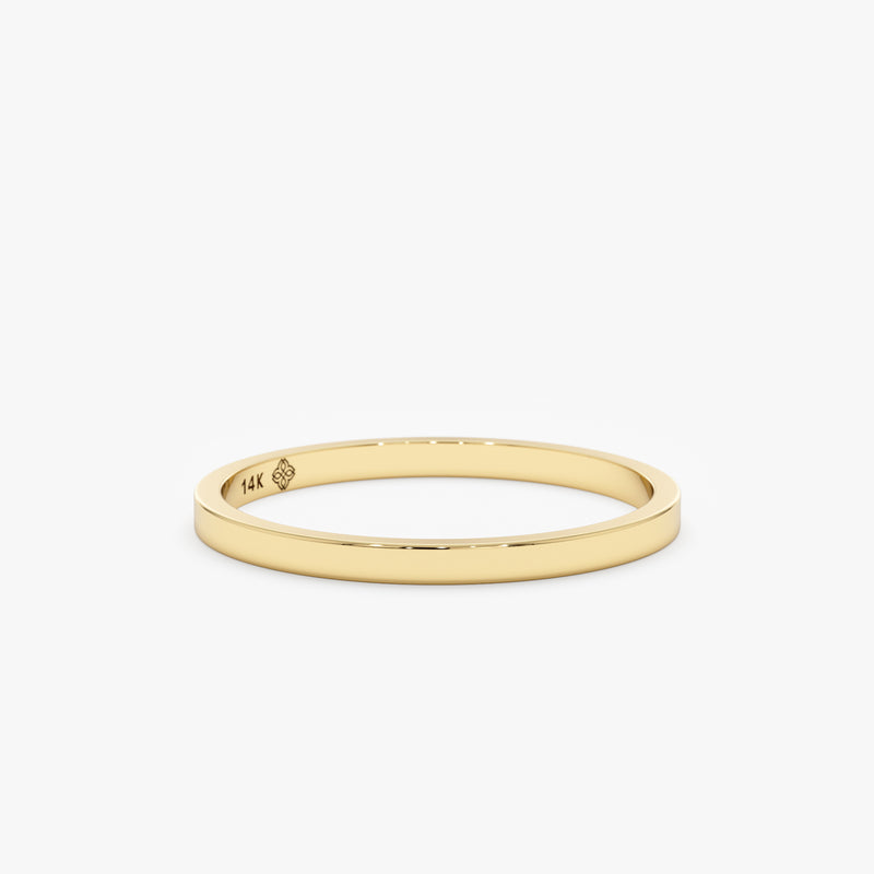 Solid Gold Flat Top Design Wedding Band - 1.5 mm, Megan