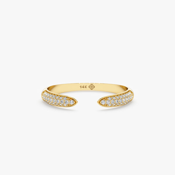 Pave diamond open cuff ring