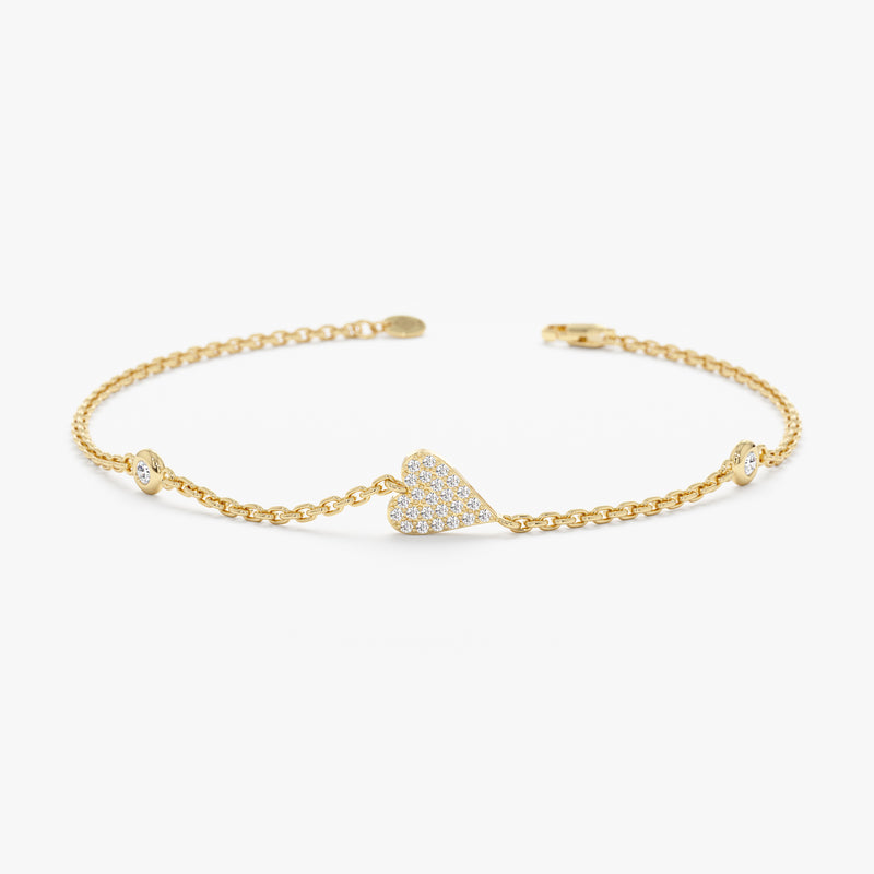 Heart Bracelet with Bezel Diamonds