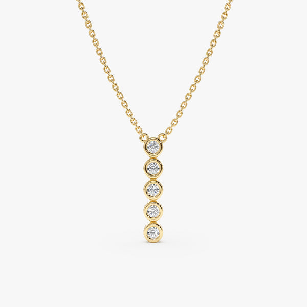 Vertical Bezel Diamond Bar Necklace