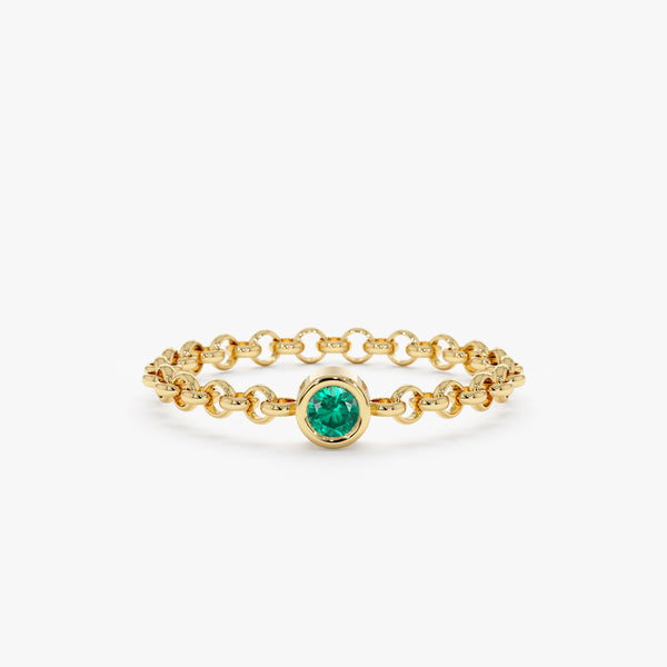 Emerald Bezel Chain Ring