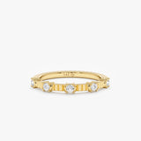 Yellow Gold Ribbed Diamond Ring