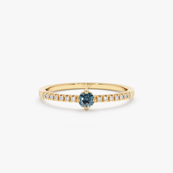 Blue Topaz and Diamond Ring