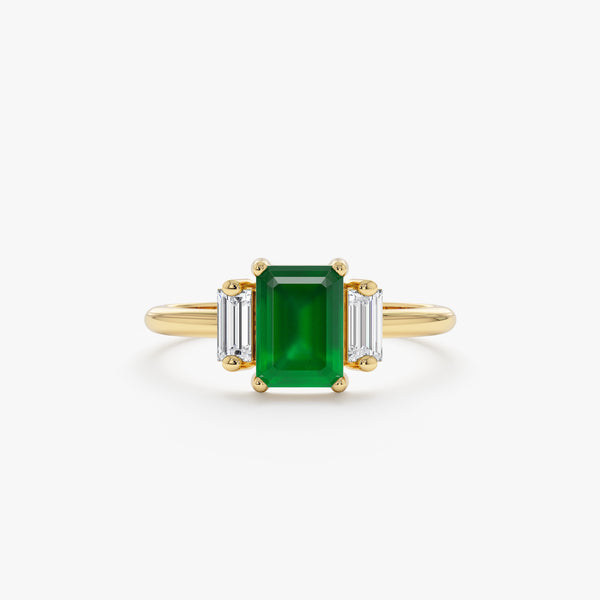 Emerald Diamond Engagement Ring