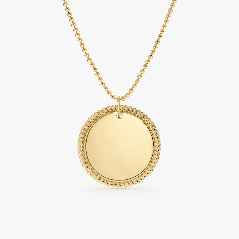 Ball Chain Twisted Edge Disc Necklace