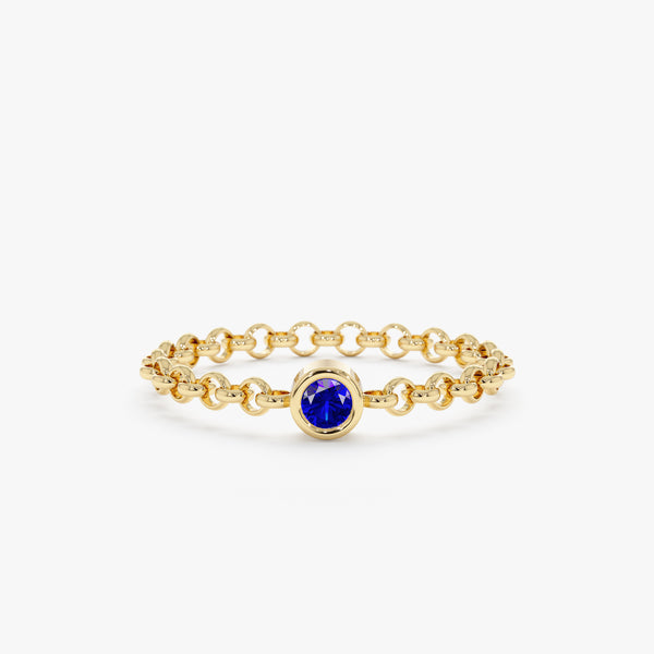 Sapphire Bezel Chain Ring