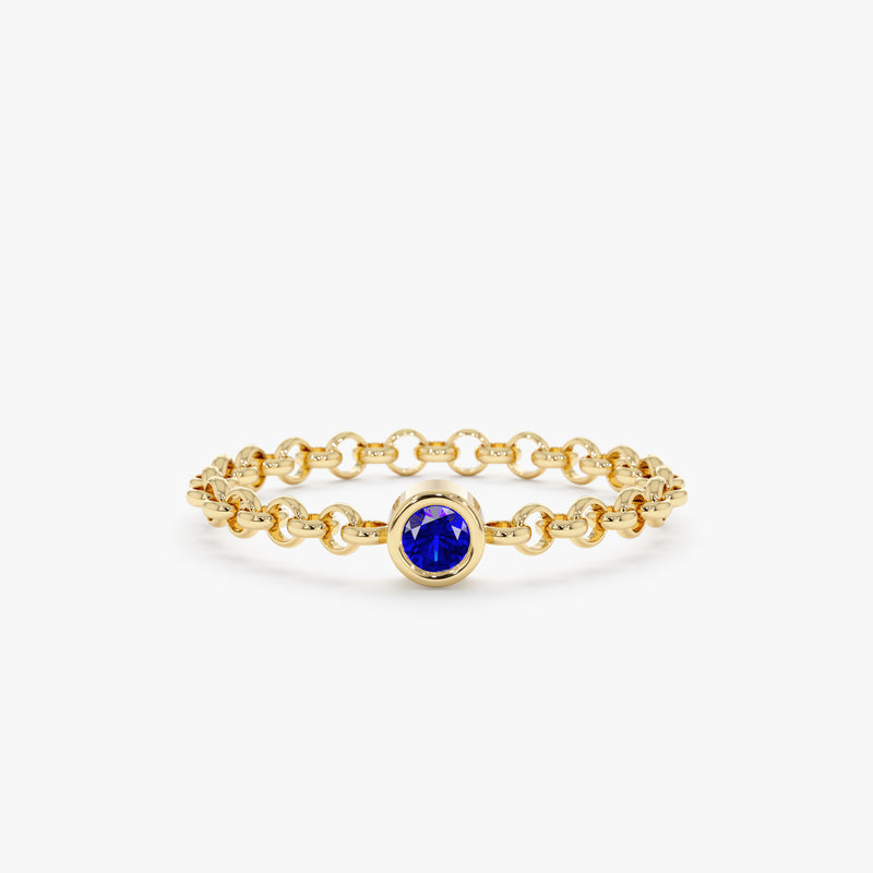 Sapphire Bezel Chain Ring