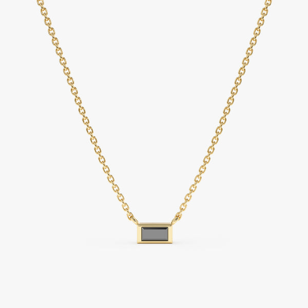 Baguette Black Diamond Necklace in solid gold
