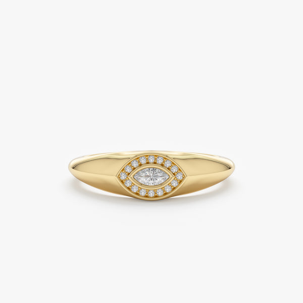 Diamond Evil Eye Signet Ring