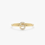 Solid Gold Diamond Initial Ring 