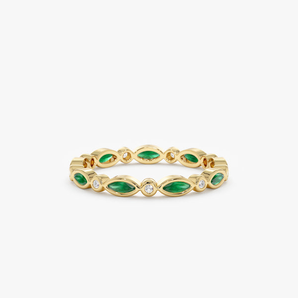 Emerald and diamond eternity