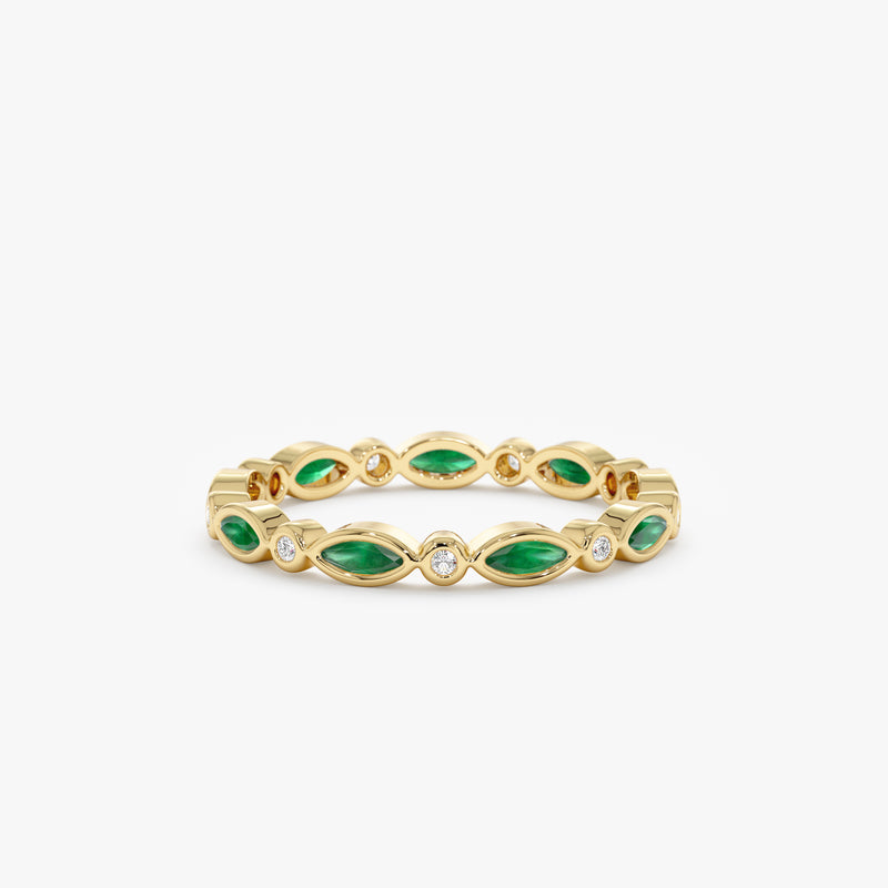 Emerald and diamond eternity