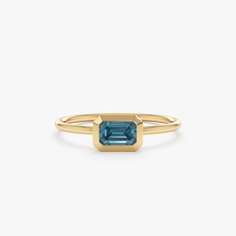 Octagon Blue Topaz Ring