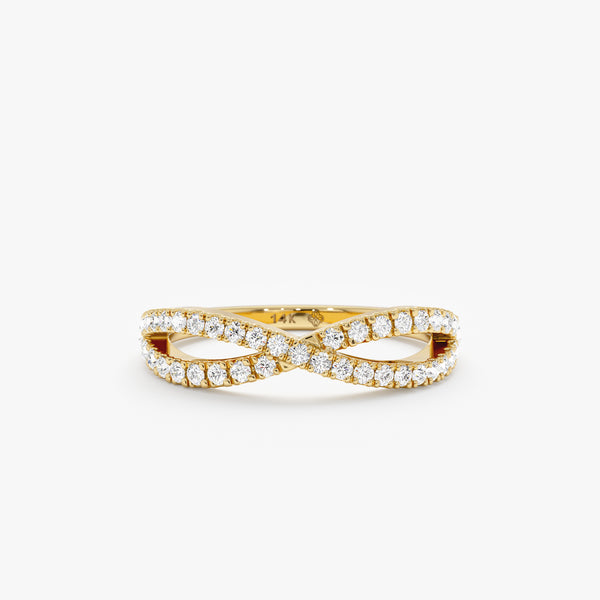 Yellow Gold Diamond Crossover Ring