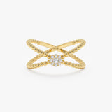 Beaded Diamond X Ring