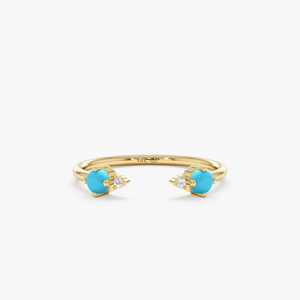 Diamond Turquoise Open Ring