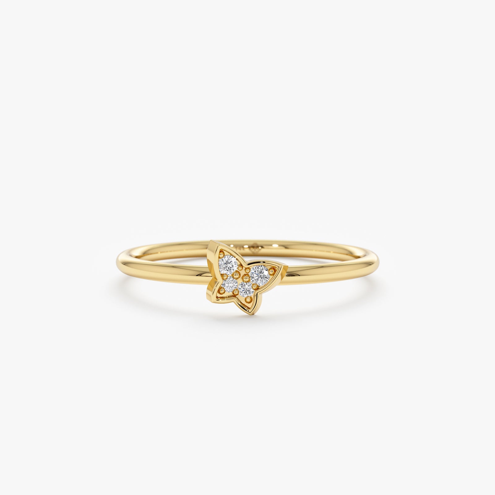 Petite Tilted Butterfly Ring In Solid Gold