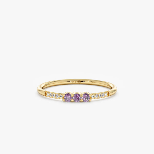 Amethyst diamond ring