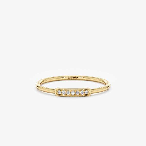 Solid Gold Pave Diamond Bar Ring