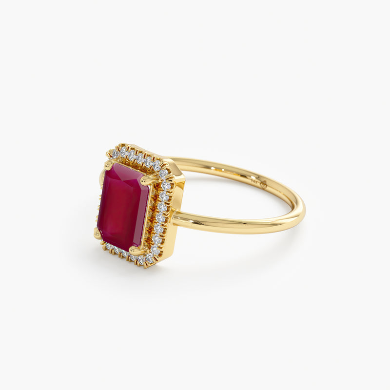 Solid Gold Ruby Diamond Ring
