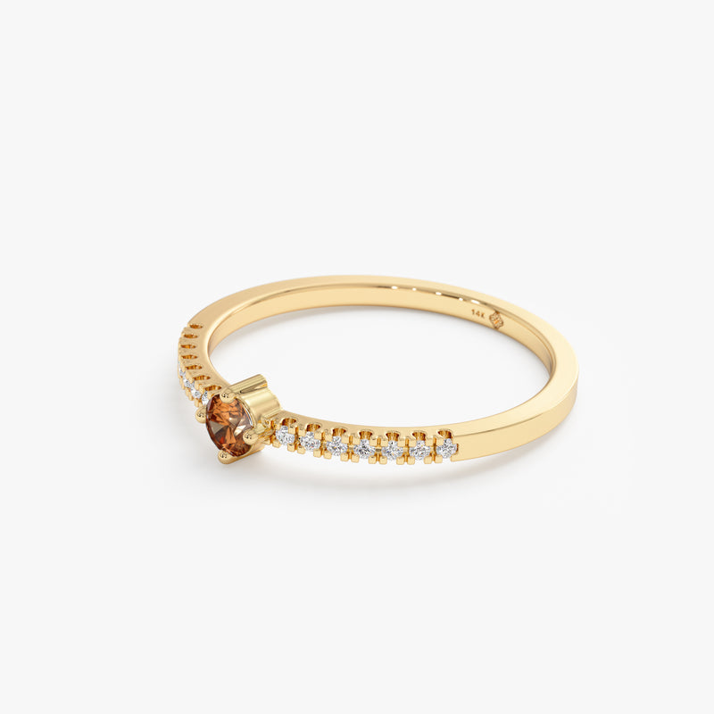 Citrine Birthstone Ring with Diamonds