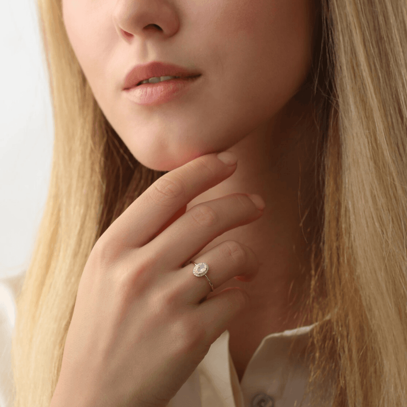 solid gold moonstone band