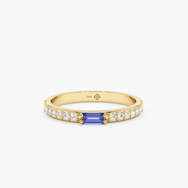 yellow solid gold dainty stacking ring