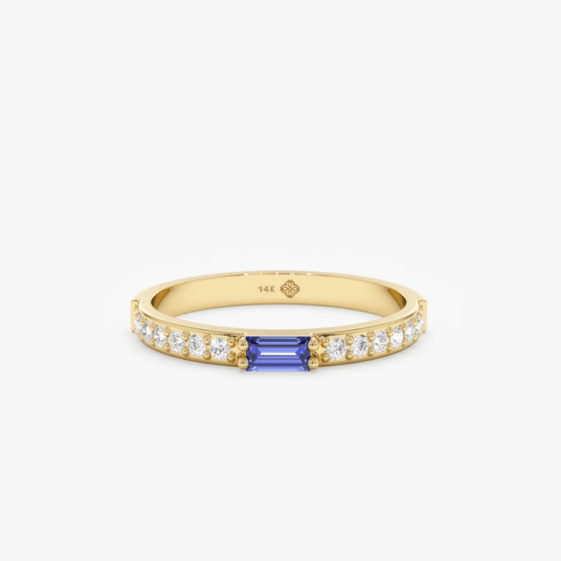 yellow solid gold dainty stacking ring