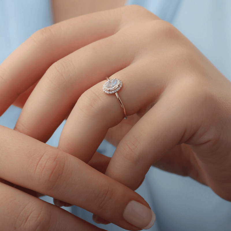 natural moonstone diamond ring