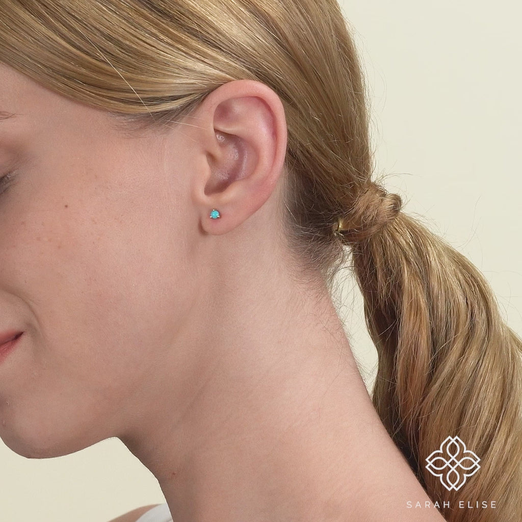 Petite Gold Natural Turquoise Earrings