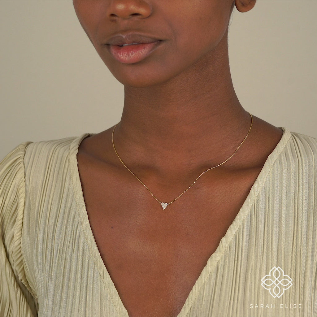 Mini pave heart necklace
