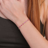 Natural Diamond and Ruby Garland Tennis Bracelet In Solid Gold, Ivy