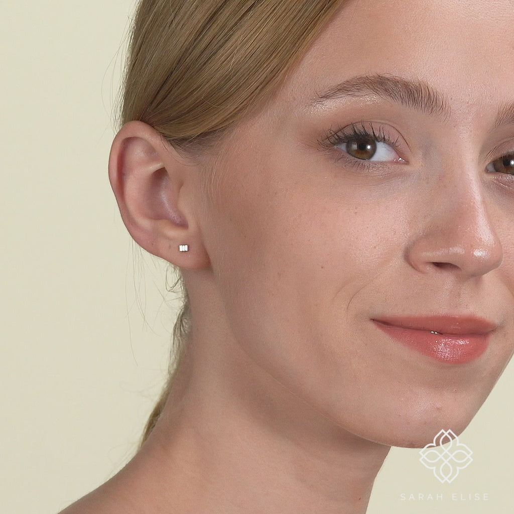 Petite Dainty Diamond Gold Earrings