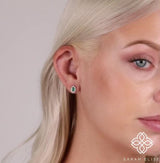 Natural Emerald and Diamond Solid Gold Studs