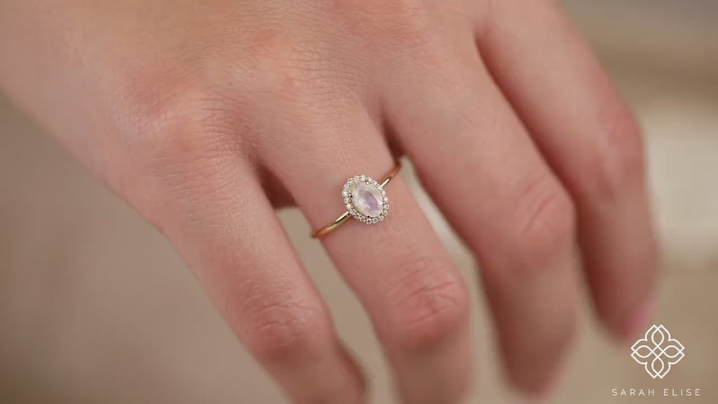 dainty diamond and moonstone band