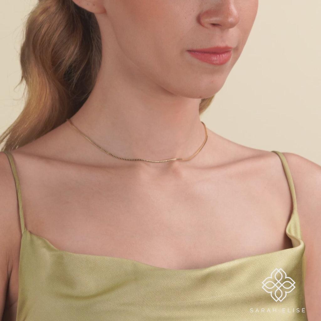Dainty Gold Box Chain Necklace