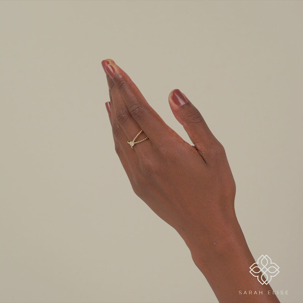Minimalist Beaded Diamon Cross Ring